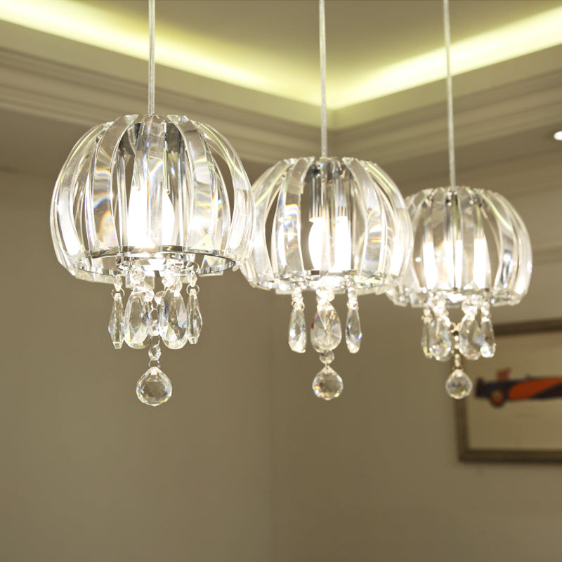 Jellyfish Clear Crystal Petals Mini Pendant Modern 1 Head Dinning Hall Hanging Light with Droplets Clearhalo 'Ceiling Lights' 'Modern Pendants' 'Modern' 'Pendant Lights' 'Pendants' Lighting' 1409405