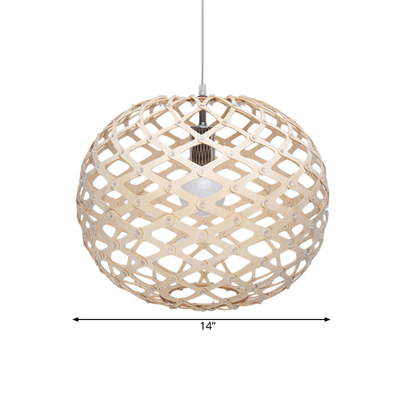 Orb Shade Drop Light Vintage Wood One-Light Living Room Pendant Light Fixture in White Clearhalo 'Ceiling Lights' 'Pendant Lights' 'Pendants' Lighting' 140942