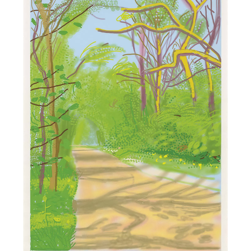 Modern Art Forest Path Murals Wallpaper in Yellow-Green Living Room Wall Decor, Custom Size Clearhalo 'Wall Decor' 'Wall Mural' 1409579