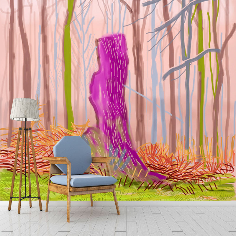 Bare Trees Wall Paper Murals Pop Art Washable Living Room Wall Covering, Made to Measure Clearhalo 'Wall Decor' 'Wall Mural' 1409648