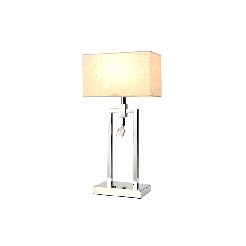 Fabric Rectangle Reading Book Light Contemporary Desk Lamp in Beige with Metal Base Clearhalo 'Lamps' 'Table Lamps' Lighting' 140982