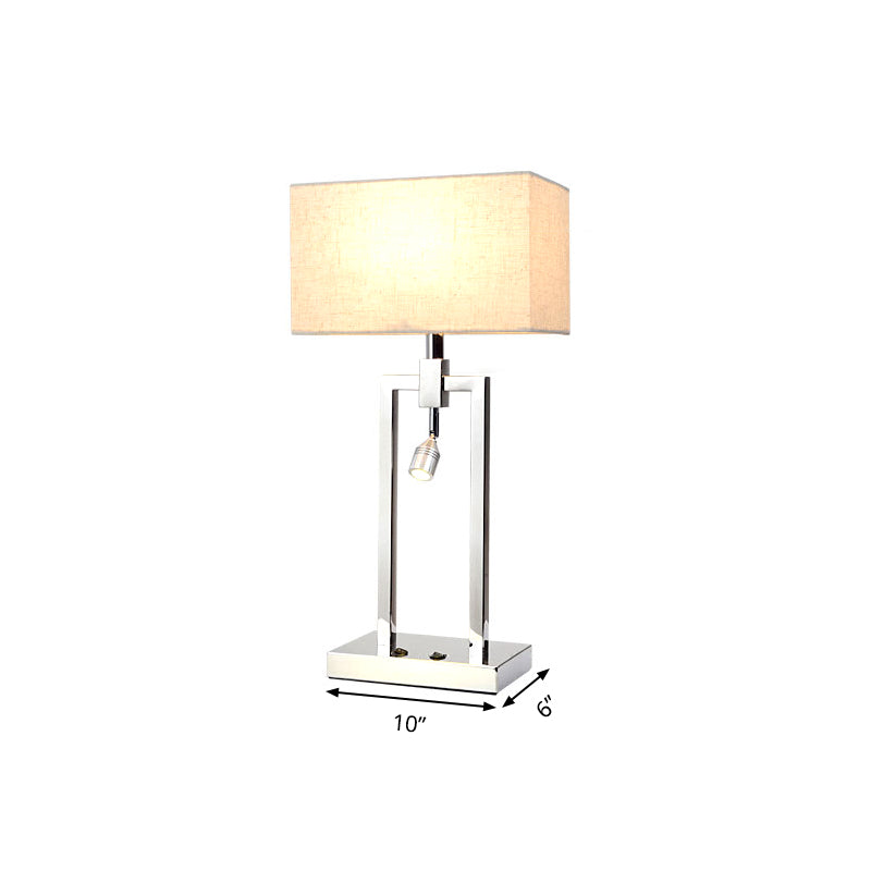 Fabric Rectangle Reading Book Light Contemporary Desk Lamp in Beige with Metal Base Clearhalo 'Lamps' 'Table Lamps' Lighting' 140983