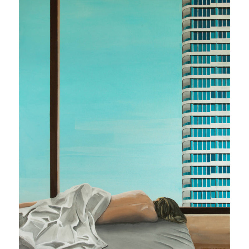 Blue Modern Art Wall Murals Decal Large Size Sleeping Woman Wall Decor for Apartment Clearhalo 'Wall Decor' 'Wall Mural' 1409944