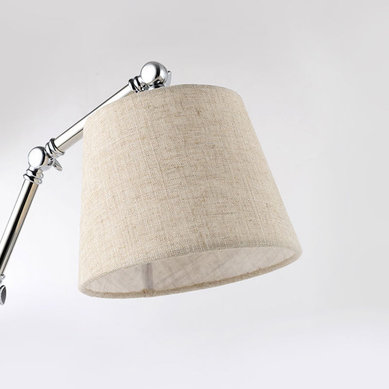 Tapered Desk Lamp Modern Fabric 1 Light Reading Book Light in Beige with Adjustable Arm Clearhalo 'Lamps' 'Table Lamps' Lighting' 141011