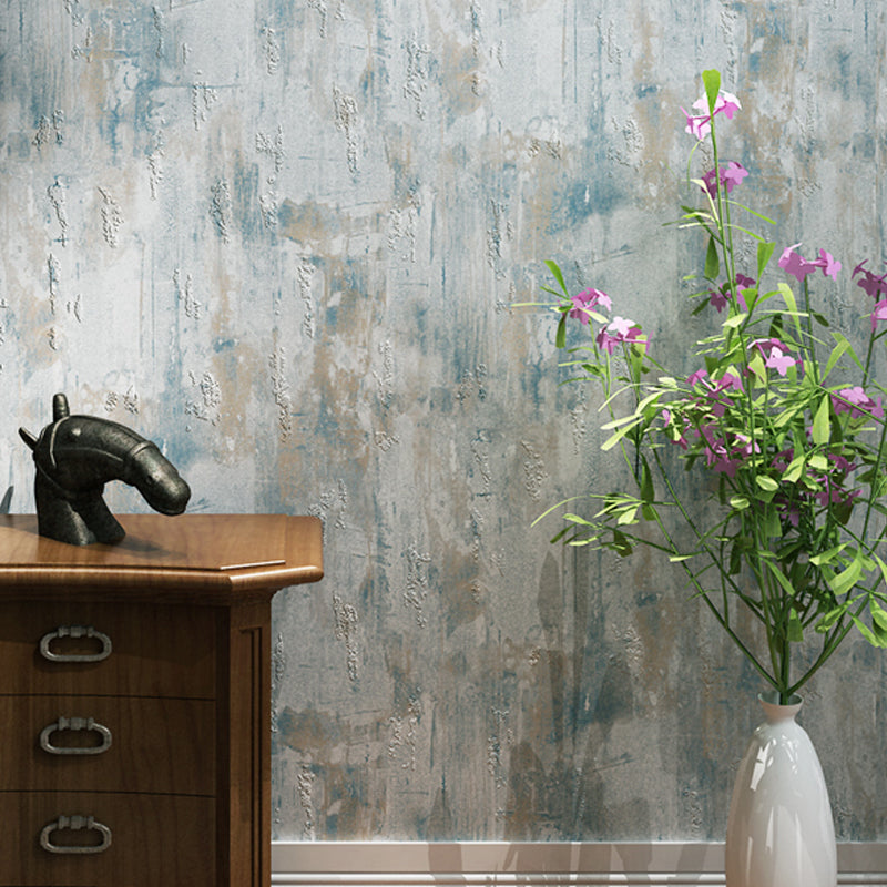 Cement Look Wallpaper in Pastel Color Steampunk Wall Covering for Living Room, Unpasted Antique Blue Clearhalo 'Industrial wall decor' 'Industrial' 'Wallpaper' Wall Decor' 1410166