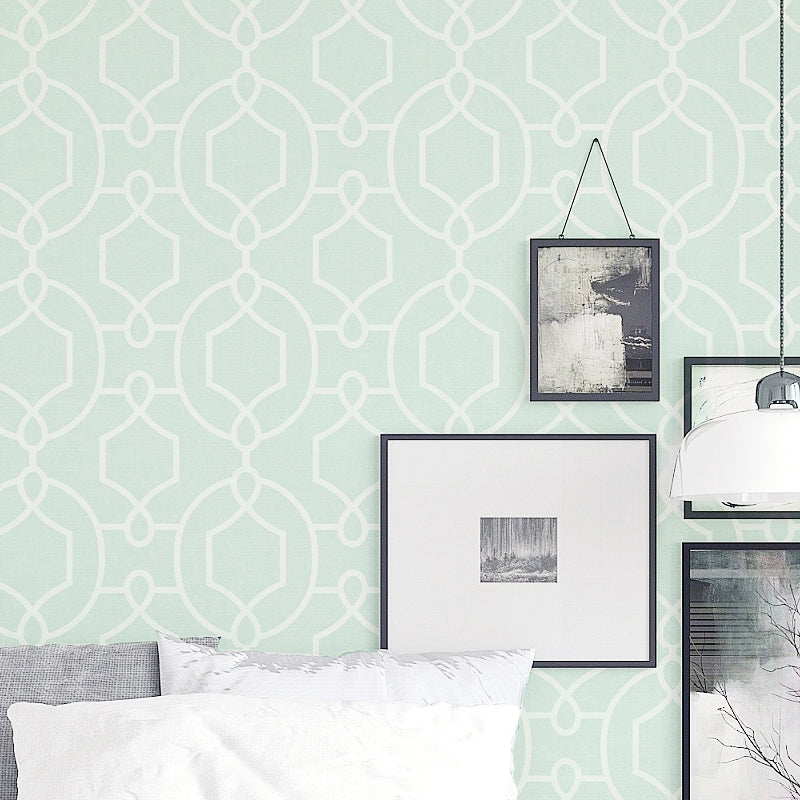 Symmetric Geometry Wallpaper Roll Modern Style Paper Printed Wall Decor in Mint Green Green Clearhalo 'Modern wall decor' 'Modern' 'Wallpaper' Wall Decor' 1410243