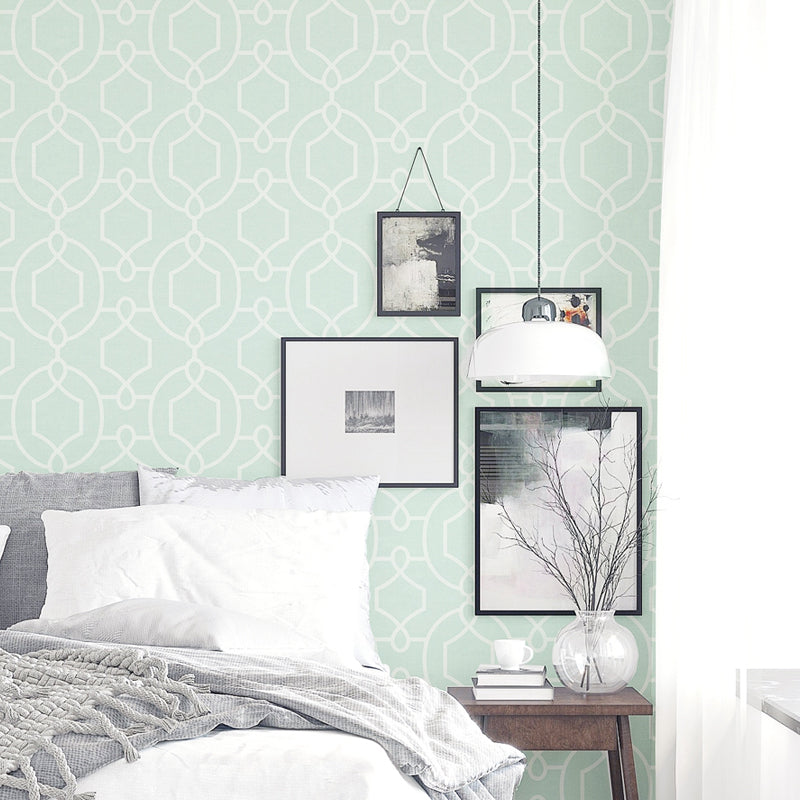 Symmetric Geometry Wallpaper Roll Modern Style Paper Printed Wall Decor in Mint Green Clearhalo 'Modern wall decor' 'Modern' 'Wallpaper' Wall Decor' 1410244