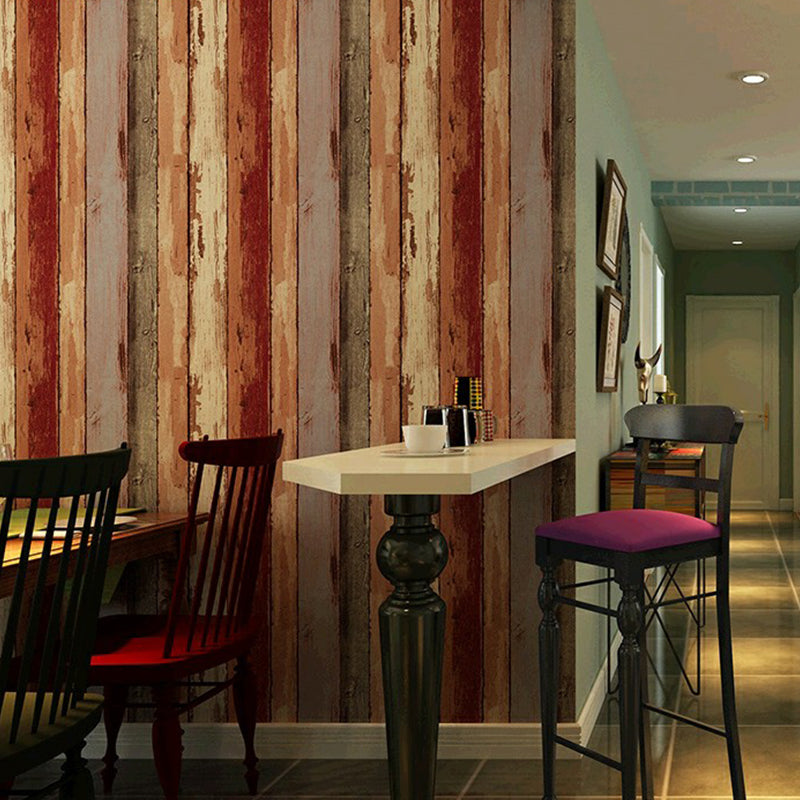 Rustic Faux-Paint Wood Wallpaper Dark Color Restaurant Wall Art, 33' L x 20.5