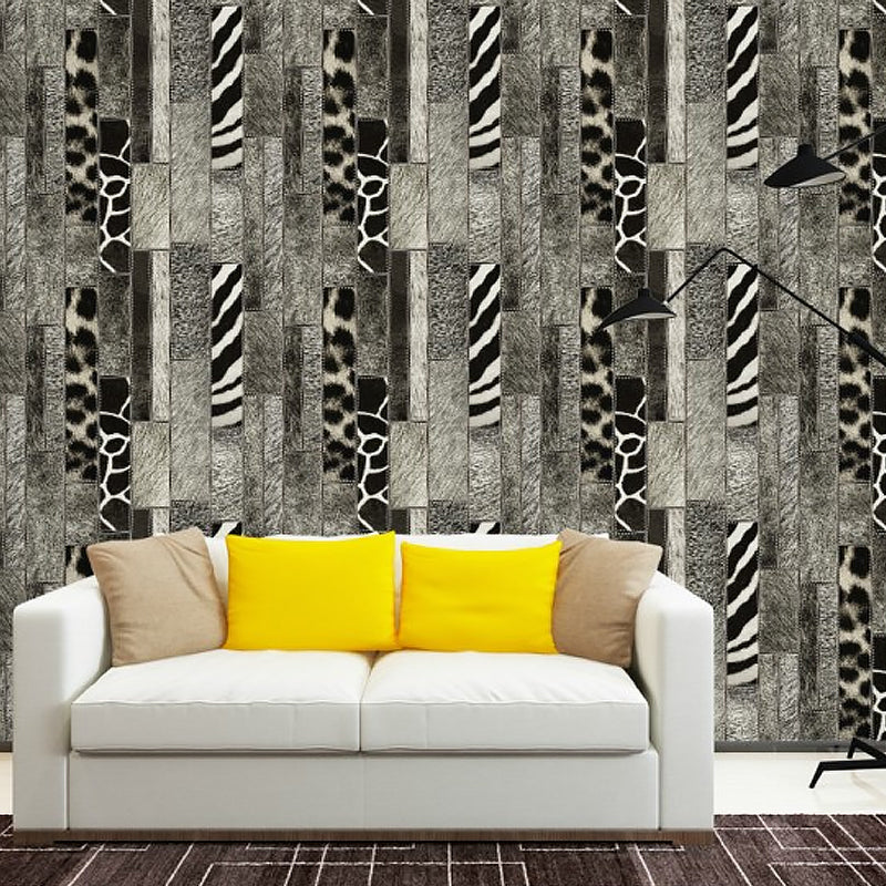 Patchwork Animal Skin Print Wallpaper Contemporary Vinyl Wall Decor in Dark Color Pewter Clearhalo 'Modern wall decor' 'Modern' 'Wallpaper' Wall Decor' 1410359