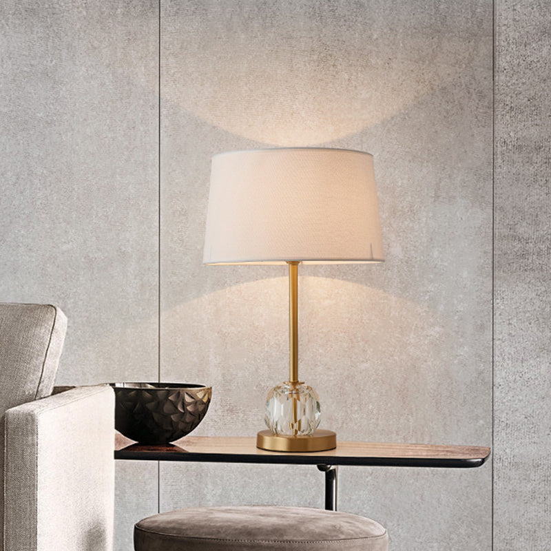 1 Head Table Lamp with Barrel Shade Crystal Ball Modern Sleeping Room Nightstand Light in Beige Beige Clearhalo 'Lamps' 'Table Lamps' Lighting' 1410430