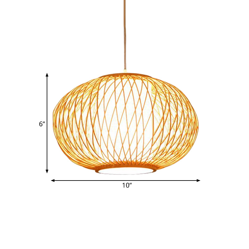 Beige Hand-Knitted Hanging Lighting with Drum Shade Modernism 10