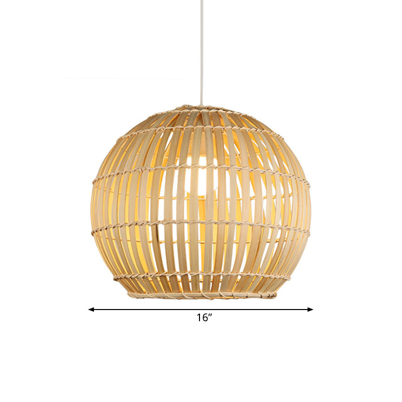 Bamboo Hand-Knitted Hanging Pendant Light with Globe Shade Modern 12