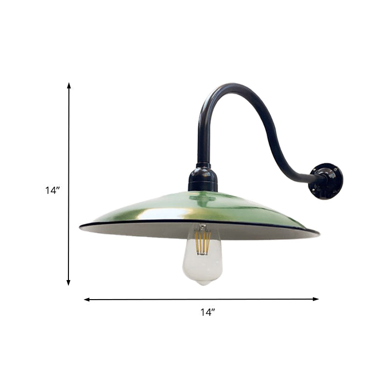 1 Head Saucer Wall Lighting Vintage Style Green Metallic Sconce Lighting for Dining Room, 12