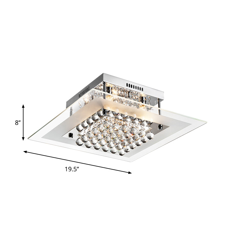 Chrome 5 Heads Semi Mount Lighting Modern Clear Crystal Orbs Square Ceiling Light Fixture Clearhalo 'Ceiling Lights' 'Close To Ceiling Lights' 'Close to ceiling' 'Semi-flushmount' Lighting' 1415787