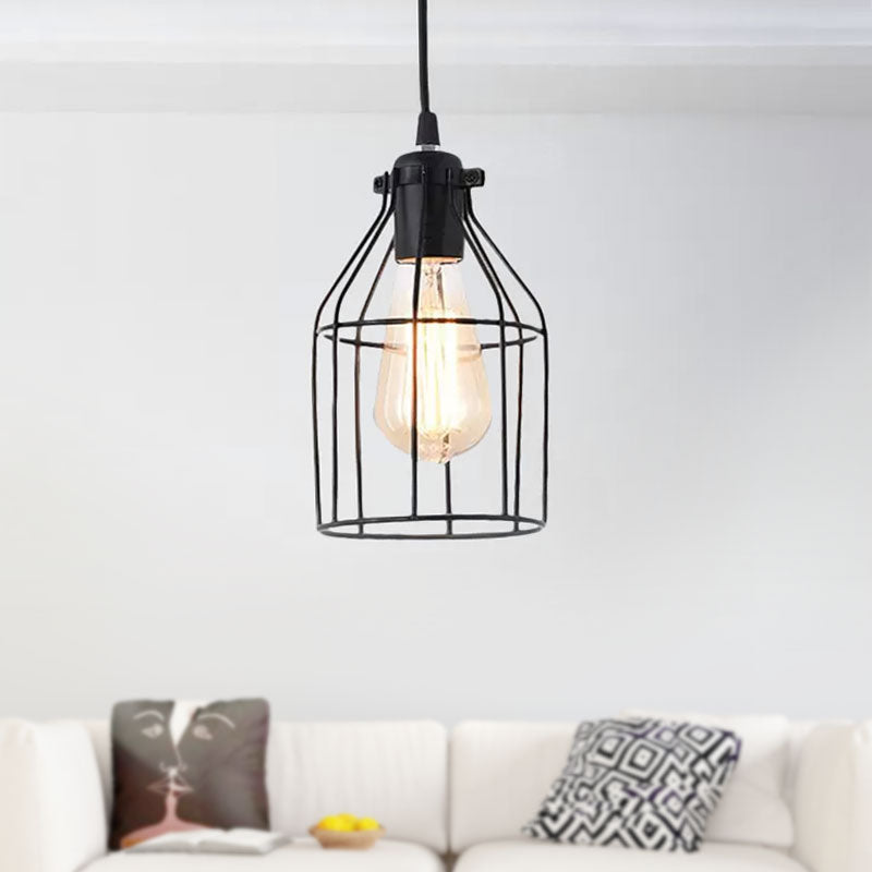 Black Birdcage Pendant Ceiling Light Loft Style Metal 1 Head Living Room Hanging Light Fixture Clearhalo 'Art Deco Pendants' 'Black' 'Cast Iron' 'Ceiling Lights' 'Ceramic' 'Crystal' 'Industrial Pendants' 'Industrial' 'Metal' 'Middle Century Pendants' 'Pendant Lights' 'Pendants' 'Rustic Pendants' 'Tiffany' Lighting' 1416118