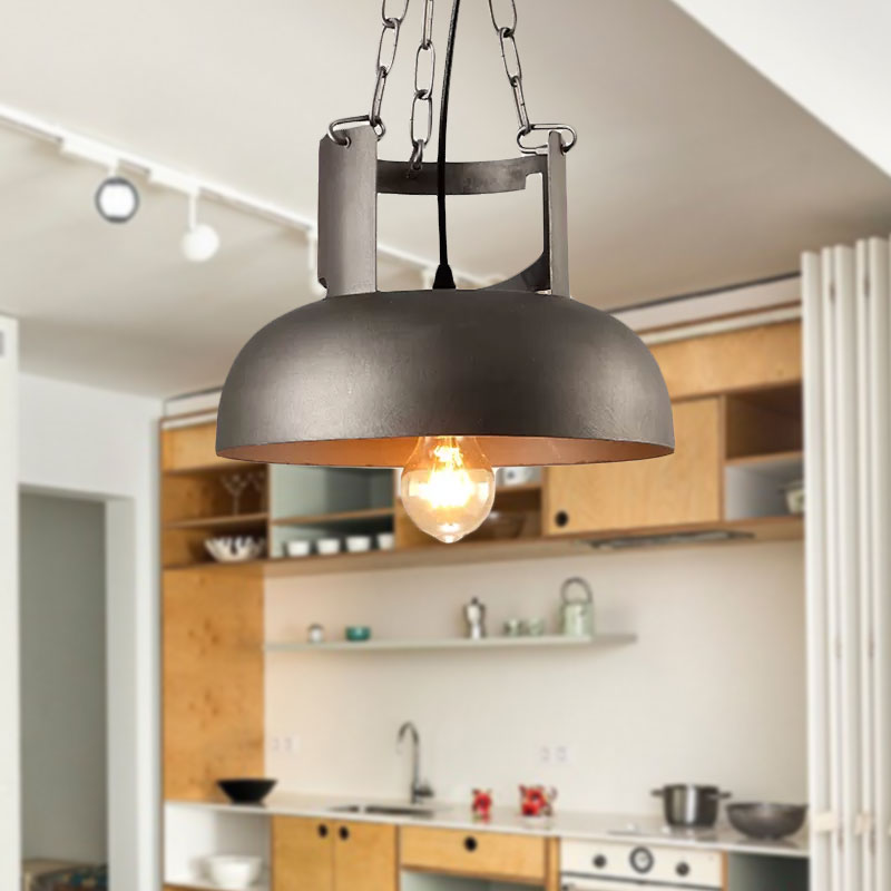 Pewter Suspension Light Farmhouse Style Metal 1 Head Pendant Lighting for Restaurant Clearhalo 'Art Deco Pendants' 'Cast Iron' 'Ceiling Lights' 'Ceramic' 'Crystal' 'Industrial Pendants' 'Industrial' 'Metal' 'Middle Century Pendants' 'Pendant Lights' 'Pendants' 'Tiffany' Lighting' 1416131