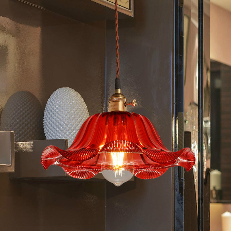 Scalloped Pendant Light Industrial 1 Light 8