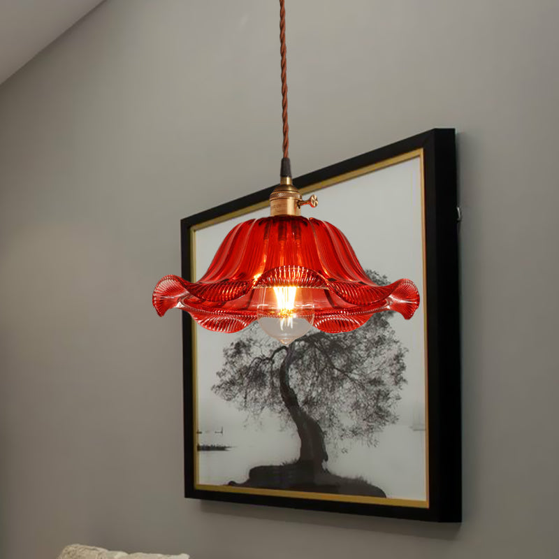 Scalloped Pendant Light Industrial 1 Light 8