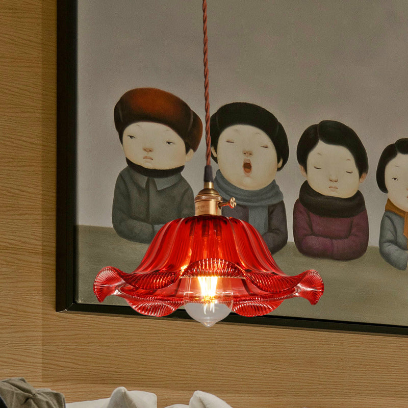 Scalloped Pendant Light Industrial 1 Light 8