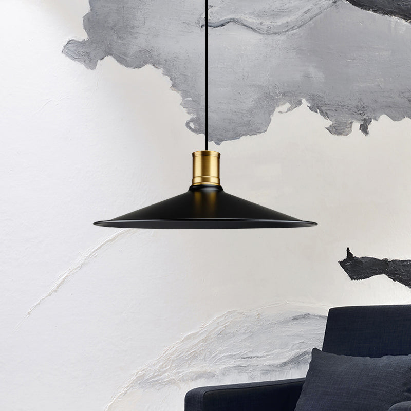 Metallic Black Finish Pendant Lighting Conic 1 Light Industrial Vintage Suspension Light for Bedroom, 8.5