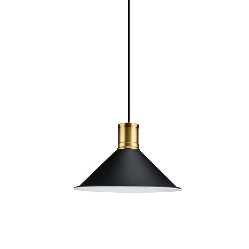 Metallic Black Finish Pendant Lighting Conic 1 Light Industrial Vintage Suspension Light for Bedroom, 8.5