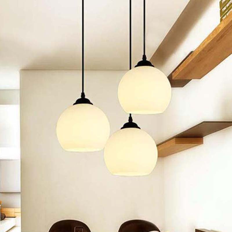 Black Orb Pendant Ceiling Light Farmhouse White Glass 1 Light Dining Room Hanging Lamp Clearhalo 'Ceiling Lights' 'Glass shade' 'Glass' 'Industrial Pendants' 'Industrial' 'Middle Century Pendants' 'Pendant Lights' 'Pendants' 'Tiffany' Lighting' 1416696