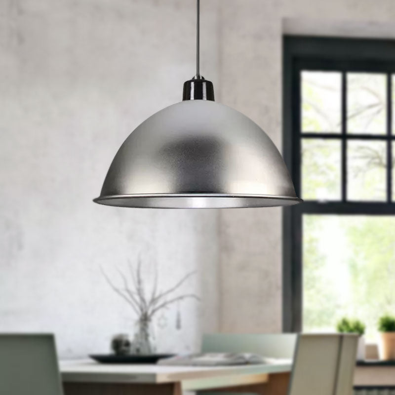 Metallic Bowl Shade Hanging Light Retro Style 1 Light Restaurant Pendant Lighting in Black/Silver Silver Clearhalo 'Art Deco Pendants' 'Black' 'Cast Iron' 'Ceiling Lights' 'Ceramic' 'Crystal' 'Industrial Pendants' 'Industrial' 'Metal' 'Middle Century Pendants' 'Pendant Lights' 'Pendants' 'Rustic Pendants' 'Tiffany' Lighting' 1416754