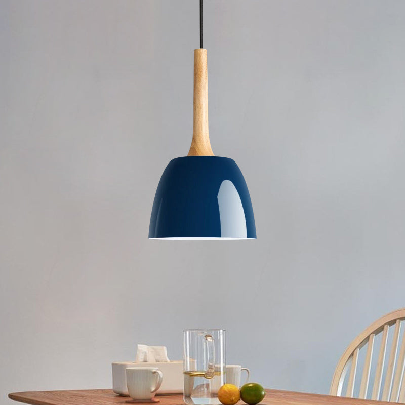 Yellow/Blue/Green Domed Hanging Ceiling Light Modernist Metal 1 Light Pendant Lighting for Dining Room Clearhalo 'Ceiling Lights' 'Modern Pendants' 'Modern' 'Pendant Lights' 'Pendants' Lighting' 1416781