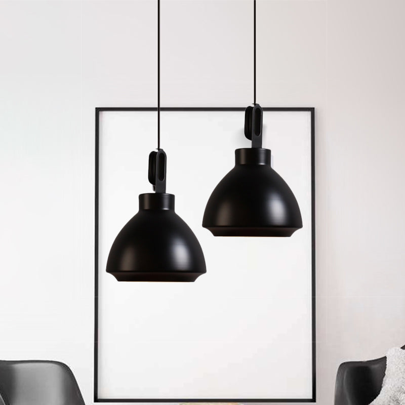 1 Head Ceiling Hanging Lamp with Dome Shade Metal Nordic Style Living Room Pendant Light in Black/Grey Black Clearhalo 'Ceiling Lights' 'Modern Pendants' 'Modern' 'Pendant Lights' 'Pendants' Lighting' 1416832