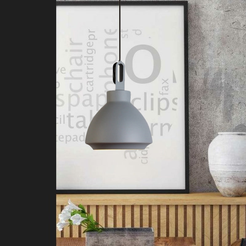 1 Head Ceiling Hanging Lamp with Dome Shade Metal Nordic Style Living Room Pendant Light in Black/Grey Grey Clearhalo 'Ceiling Lights' 'Modern Pendants' 'Modern' 'Pendant Lights' 'Pendants' Lighting' 1416837