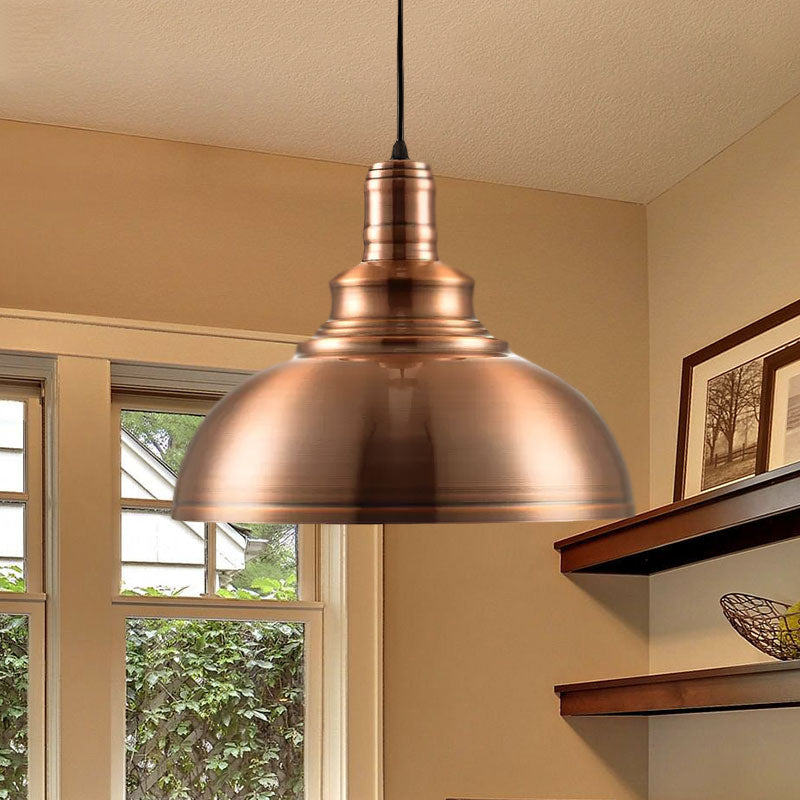 Copper Finish Bowl Hanging Light Industrial Style Metal 1 Light Bedroom Pendant Lamp with Adjustable Cord Clearhalo 'Art Deco Pendants' 'Cast Iron' 'Ceiling Lights' 'Ceramic' 'Crystal' 'Industrial Pendants' 'Industrial' 'Metal' 'Middle Century Pendants' 'Pendant Lights' 'Pendants' 'Tiffany' Lighting' 1417032