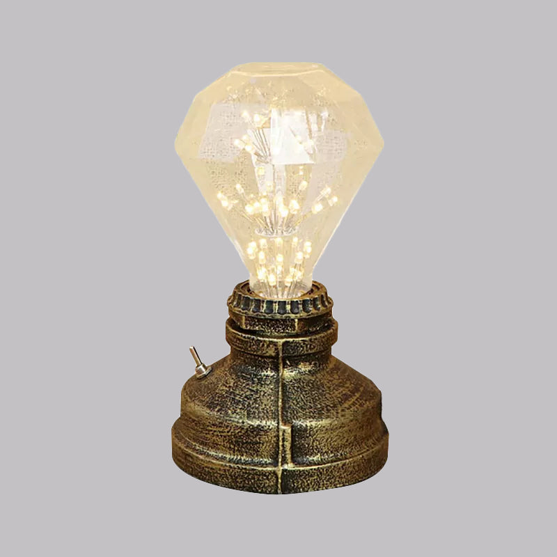 Bronze/Aged Brass 1 Head Table Lighting Industrial Wrought Iron Bare Bulb Standing Table Lamp with Plug In Cord Clearhalo 'Lamps' 'Table Lamps' Lighting' 1417098