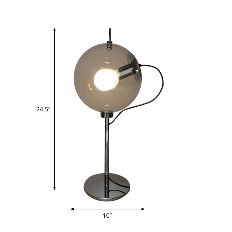 Round Shade Clear Glass Study Lamp Nordic Style Single Bulb Bedroom Reading Book Light Clearhalo 'Lamps' 'Table Lamps' Lighting' 1417118