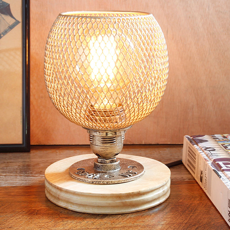 Vintage Style Mesh Screen Table Lighting with Dome Shade 1 Light Metal Standing Light in Rust for Bedroom Clearhalo 'Lamps' 'Table Lamps' Lighting' 1417120