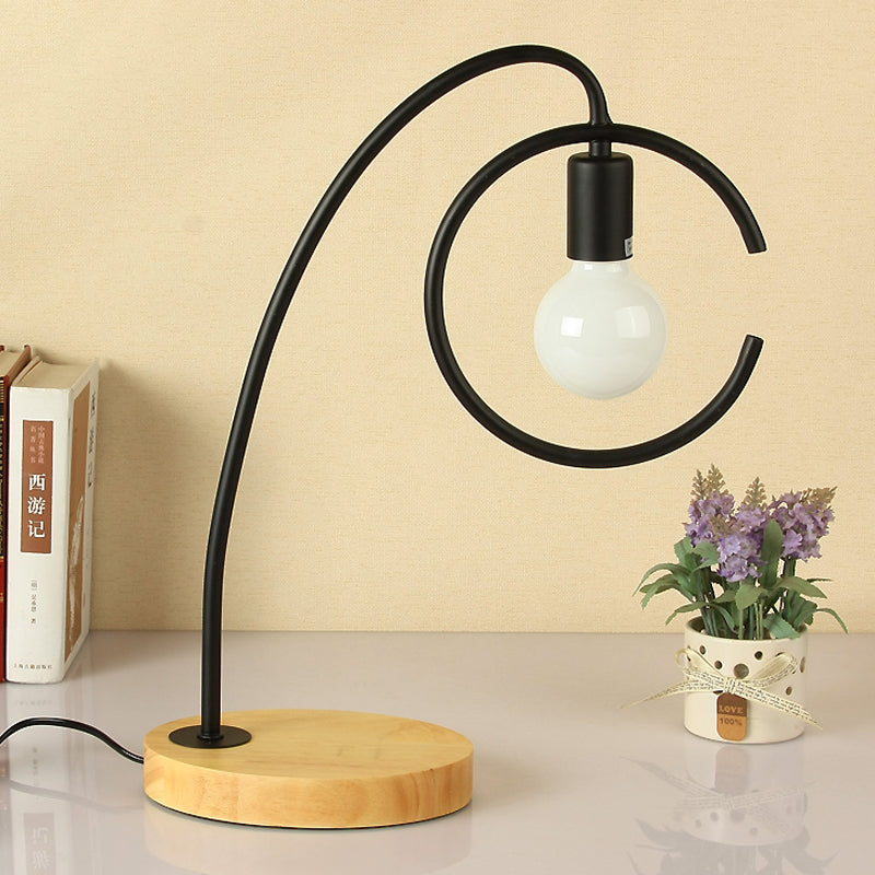 1 Light Metal Table Light Loft Retro Black/White Ring Shaped Study Room Standing Table Lamp Clearhalo 'Lamps' 'Table Lamps' Lighting' 1417129