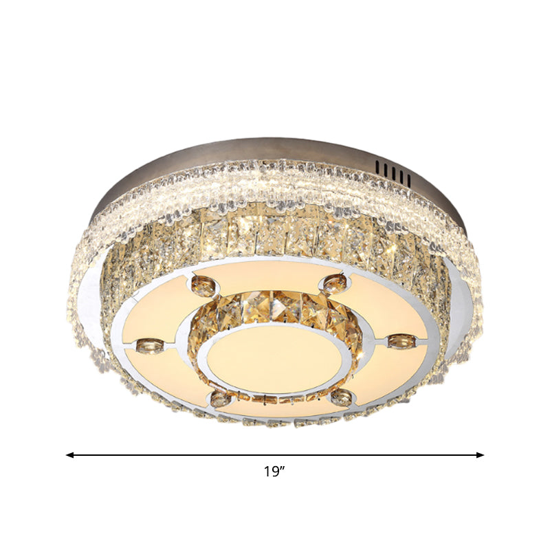 Modern Round Flush Mount Lamp Clear Crystals LED Ceiling Light Fixture for Sleeping Room Clearhalo 'Ceiling Lights' 'Close To Ceiling Lights' 'Close to ceiling' 'Flush mount' Lighting' 1417715