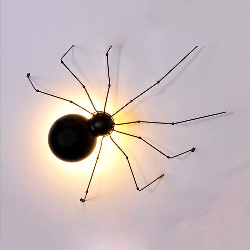 Black Spider Wall Sconce Single Light Metal Industrial Sconce Light for Kid Bedroom Clearhalo 'Wall Lamps & Sconces' 'Wall Lights' Lighting' 1418609