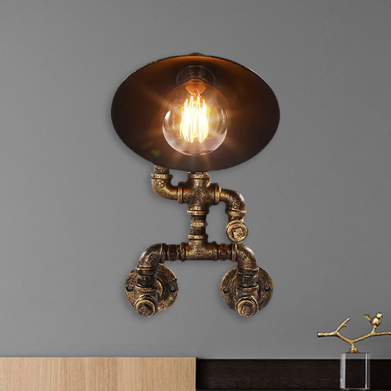 Antique Style Cone Wall Sconce with Robot Design 1 Head Wrought Iron Sconce Lamp in Brass Clearhalo 'Art deco wall lights' 'Cast Iron' 'Glass' 'Industrial wall lights' 'Industrial' 'Middle century wall lights' 'Modern' 'Rustic wall lights' 'Tiffany' 'Traditional wall lights' 'Wall Lamps & Sconces' 'Wall Lights' Lighting' 1418638