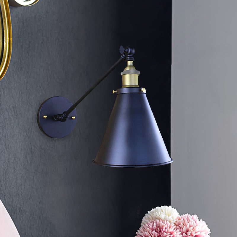 Black Finish Conical Wall Sconce Light Retro Stylish Metal 1 Head Corridor Wall Lighting, 2 Packs Clearhalo 'Art deco wall lights' 'Cast Iron' 'Glass' 'Industrial wall lights' 'Industrial' 'Middle century wall lights' 'Modern' 'Rustic wall lights' 'Tiffany' 'Traditional wall lights' 'Wall Lamps & Sconces' 'Wall Lights' Lighting' 1419419