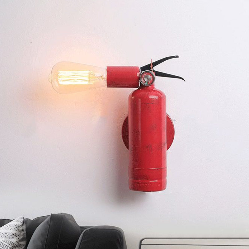 Industrial Fire Extinguisher Wall Lamp Single Light Metallic Sconce Light in Red Clearhalo 'Wall Lamps & Sconces' 'Wall Lights' Lighting' 1419505