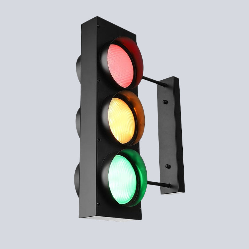 Creative Traffic Light Wall Mount Light 3 Lights Industrial LED Wall Lighting in Black for Bar Clearhalo 'Wall Lamps & Sconces' 'Wall Lights' Lighting' 1420558