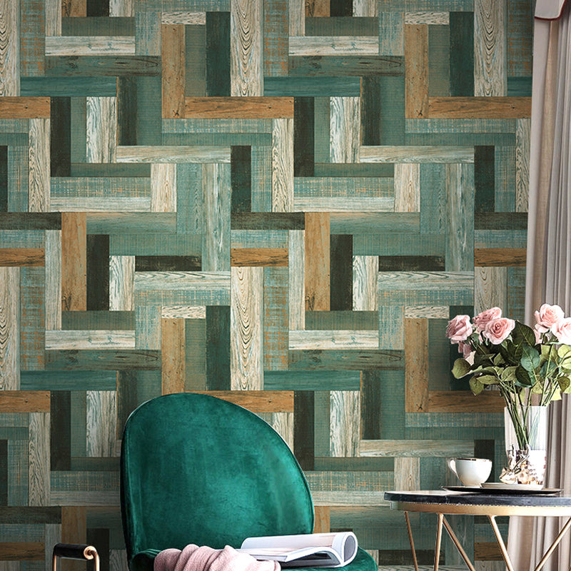 Enchanting Wood Wallpaper for Living Room Geometrical Wall Art in Multi Color, 33' x 20.5