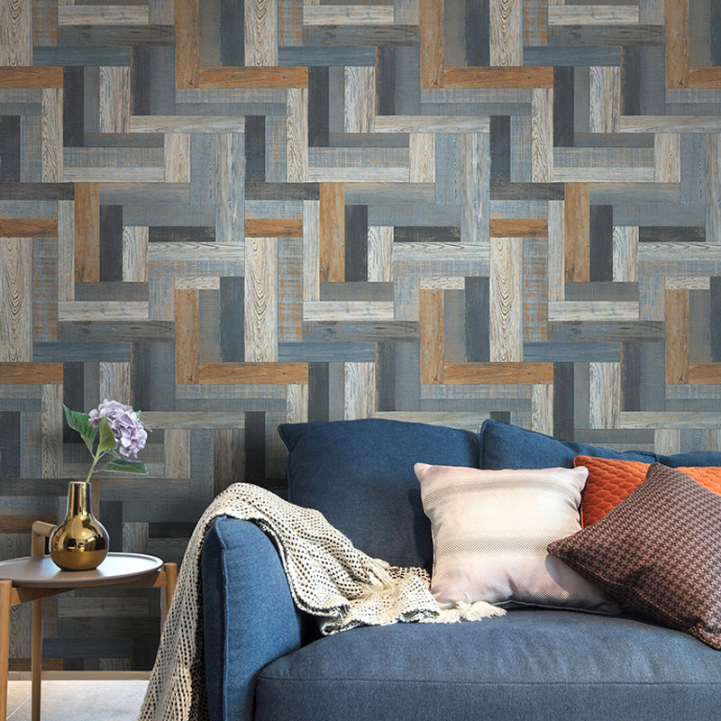 Enchanting Wood Wallpaper for Living Room Geometrical Wall Art in Multi Color, 33' x 20.5