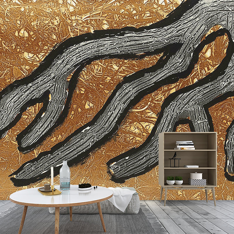 Brown Tree Roots Wallpaper Murals Stain-Proof Artistic Living Room Wall Decoration Clearhalo 'Wall Decor' 'Wall Mural' 1421395