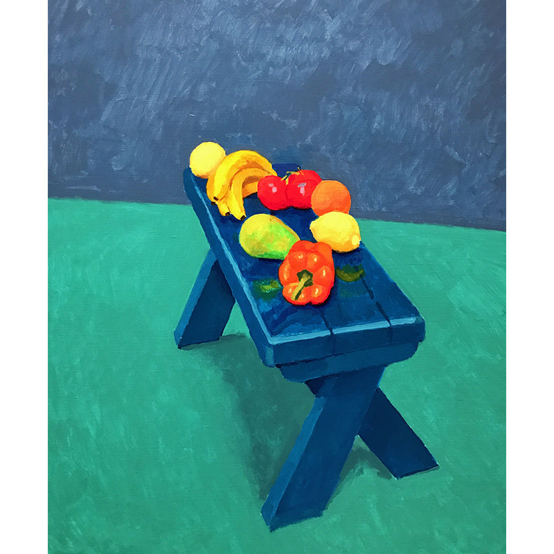 Fruit in Still Life Murals Blue-Green Art Deco Wall Covering for Bedroom, Made to Measure Clearhalo 'Wall Decor' 'Wall Mural' 1421401