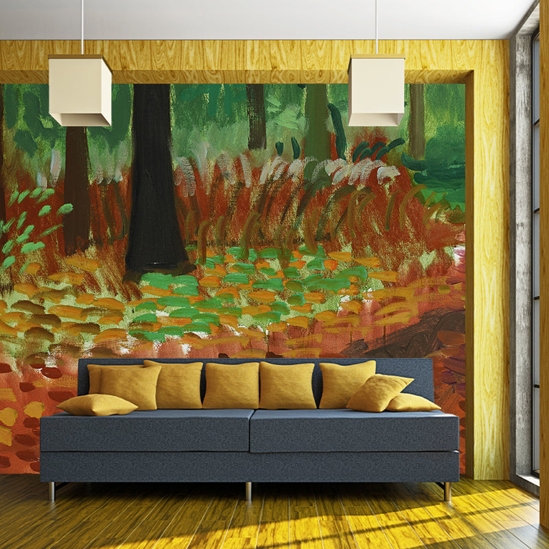 Orange-Green Woldgate Woods Mural Wallpaper Waterproofing Wall Art for Home Gallery Orange-Green Clearhalo 'Wall Decor' 'Wall Mural' 1421498