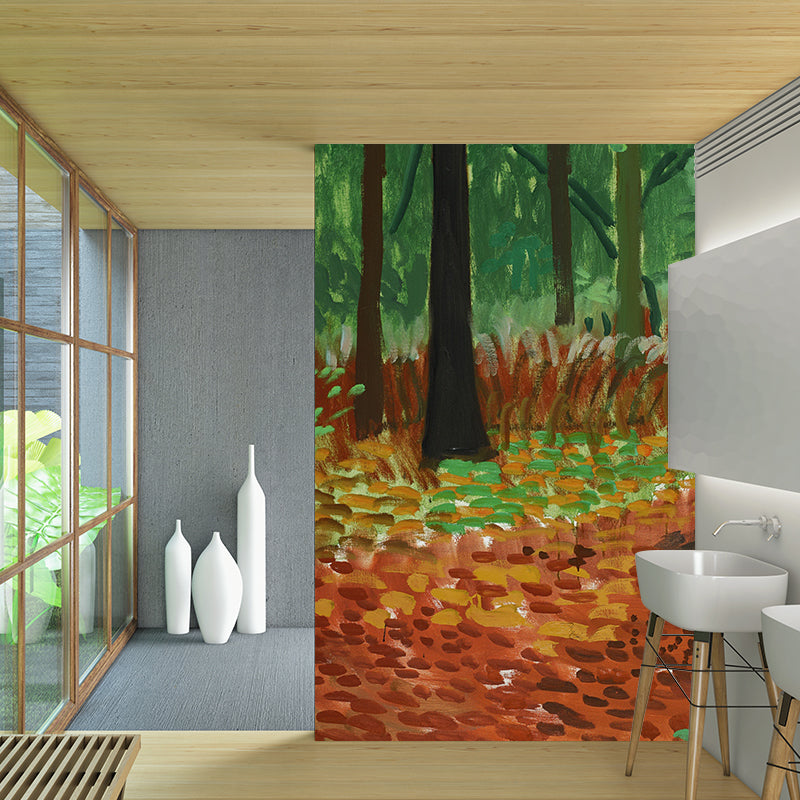 Orange-Green Woldgate Woods Mural Wallpaper Waterproofing Wall Art for Home Gallery Clearhalo 'Wall Decor' 'Wall Mural' 1421499