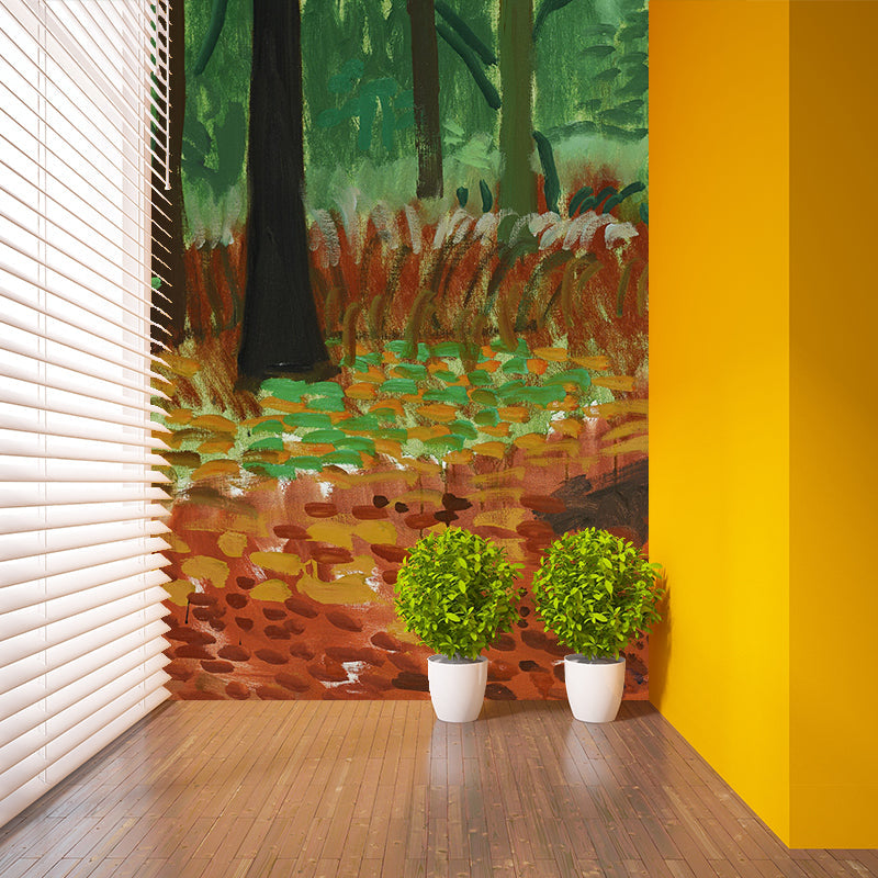 Orange-Green Woldgate Woods Mural Wallpaper Waterproofing Wall Art for Home Gallery Clearhalo 'Wall Decor' 'Wall Mural' 1421500