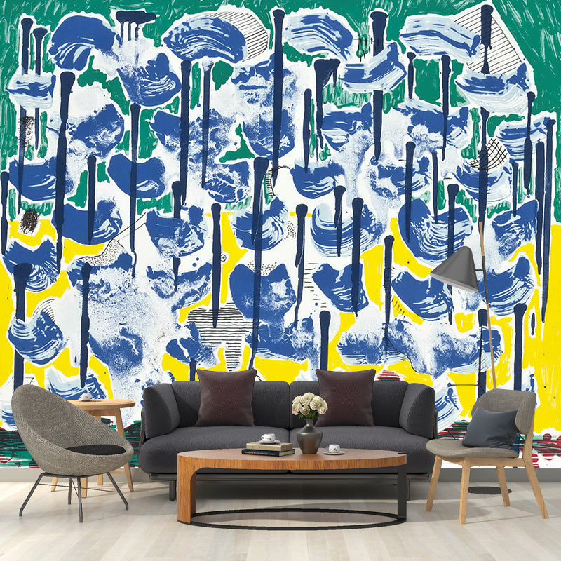 Slow Forest Wall Paper Murals Blue-Yellow-Green Wall Decoration for Home Gallery Clearhalo 'Wall Decor' 'Wall Mural' 1421675