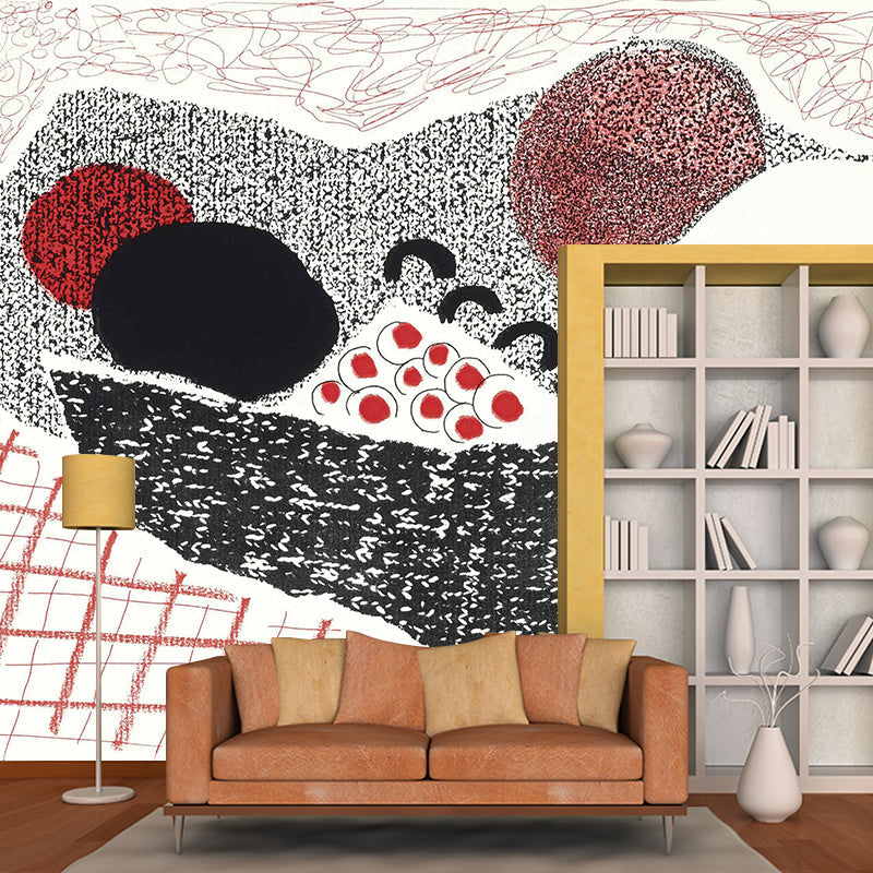 Black-Red Sacks Mural Decal Moisture Resistant Artistic Bedroom Wall Covering, Custom Size Clearhalo 'Wall Decor' 'Wall Mural' 1421730